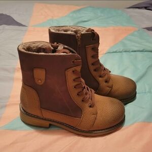 NEW Brown Faux Fur Lined Combat Boots